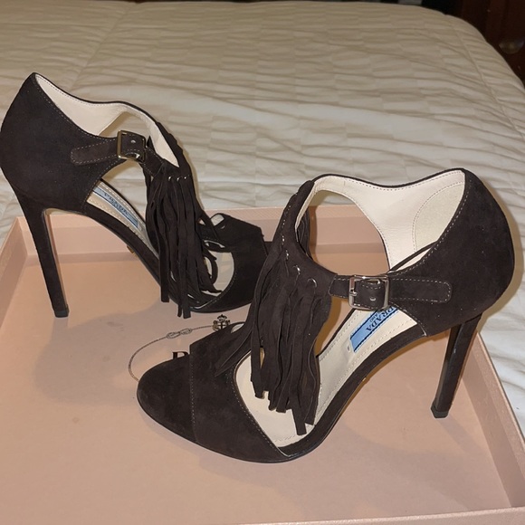 PRADA CALZATURE DONNA CAMOSCIO MORO 37 - Picture 9 of 13